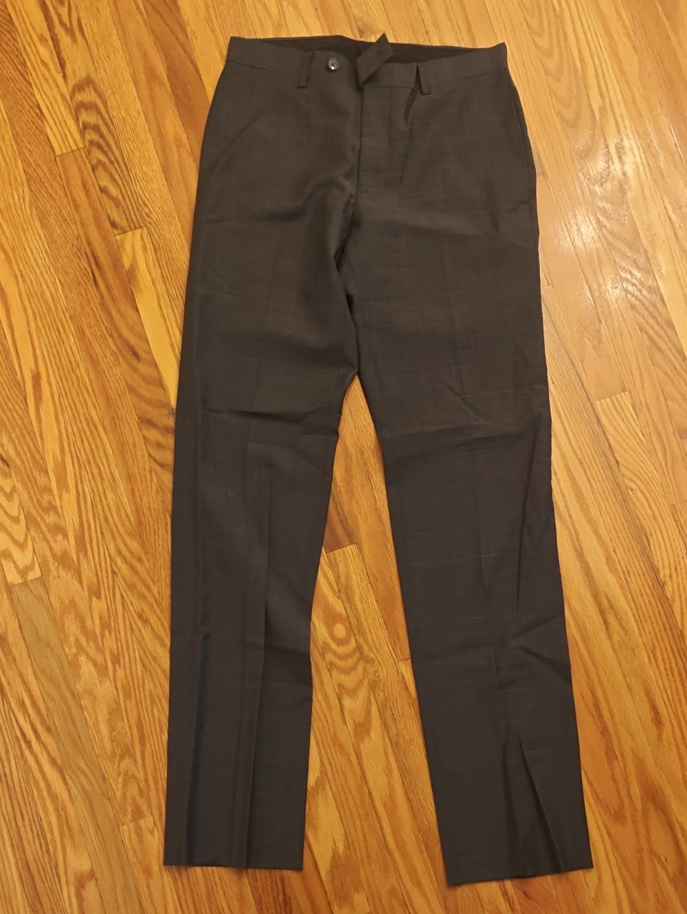 Calvin Klein Charcoal Micro-Check Dress Pants